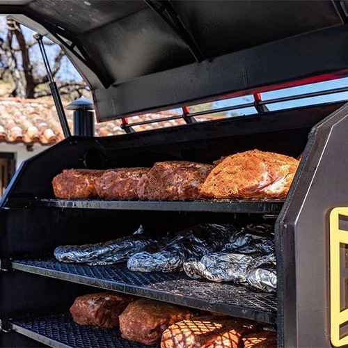 Meats on the smoker for our BBQ specials near Lake Sherwood, Westlake Village, California.