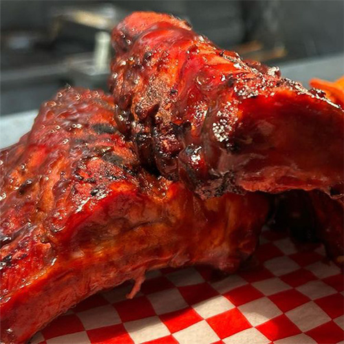 Close up view of our smoked ribs near Oak Park, California.